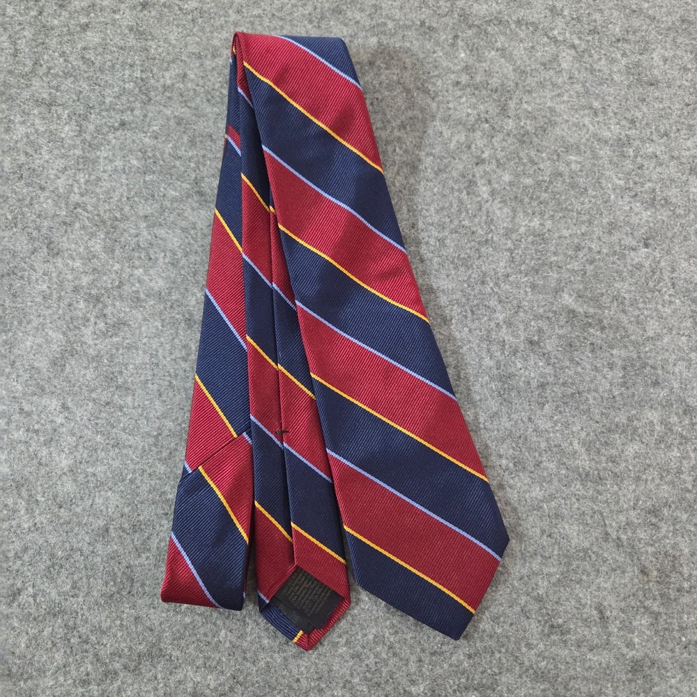 Brooks Brothers Fleece Boys Silk Repp Stripe Tie Burgundy Navy Gold Made in USA